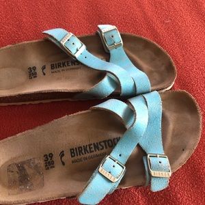 Birkenstock slip on slides in a light blue color size 39 womens